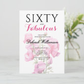 Invitation Sixty and Fabulous Black Pink 60th Birthday  (Debout devant)