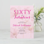 Invitation Sixty and Fabulous Blush Pink Floral 60th Birthday (Debout devant)