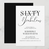 Invitation Sixty and Fabulous Elegant Script 60th Birthday (Devant / Derrière)