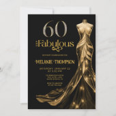 Invitation Sixty and Fabulous Gold Dress 60th Birthday (Devant)