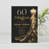 Invitation Sixty and Fabulous Gold Dress 60th Birthday (Debout devant)