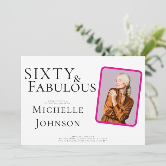 Invitation Sixty and Fabulous Photo 60th Birthday Party (Debout devant)