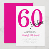 Invitation Sixty and Fabulous Pink 60th Birthday Party (Devant / Derrière)