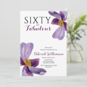Invitation Sixty and Fabulous Purple Floral 60th Birthday In (Debout devant)