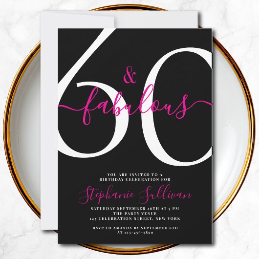 Invitation Sixty And Fabulous Script 60th Birthday Party