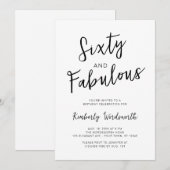 Invitation Sixty and Fabulous Script 60th Birthday Party (Devant / Derrière)