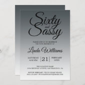 Invitation Sixty and Sassy Charcoal Black 60th Birthday (Devant / Derrière)