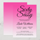 Invitation Sixty and Sassy Hot Pink Ombre 60th Birthday (Devant / Derrière)