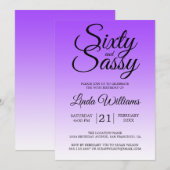 Invitation Sixty and Sassy Purple Ombre 60th Birthday (Devant / Derrière)