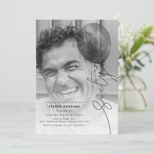 Invitation Sixty Balloon String | Photo 60th Birthday Party (Debout devant)