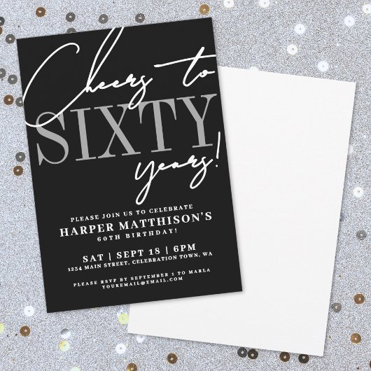 Invitation Sixty Black 60th Birthday Party