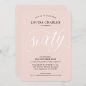 Invitation SIXTY élégant anniversaire chic moderne rose pâle (Devant / Derrière)