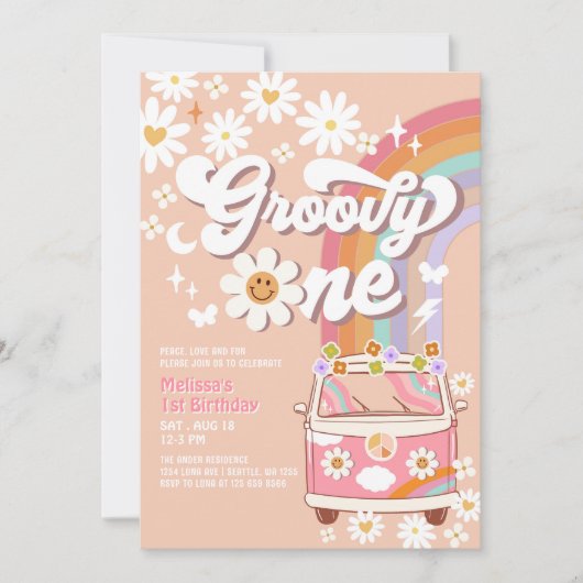 Invitation Sixty est une Vibe Rose Daisy Arc-en-ciel 60e anni (Devant)