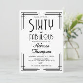 Invitation Sixty Fabulous Black White Art Deco 60th Birthday (Debout devant)