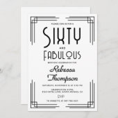 Invitation Sixty Fabulous Black White Art Deco 60th Birthday (Devant / Derrière)