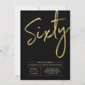 Invitation Sixty | Modern Gold & Black 60th Birthday Party (Devant)