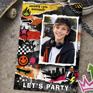 Invitation Skate Graffiti Teen Birthday