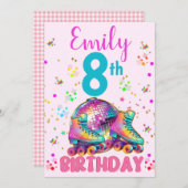 Invitation Skate Roller Disco Birthday Girl Matching (Devant / Derrière)