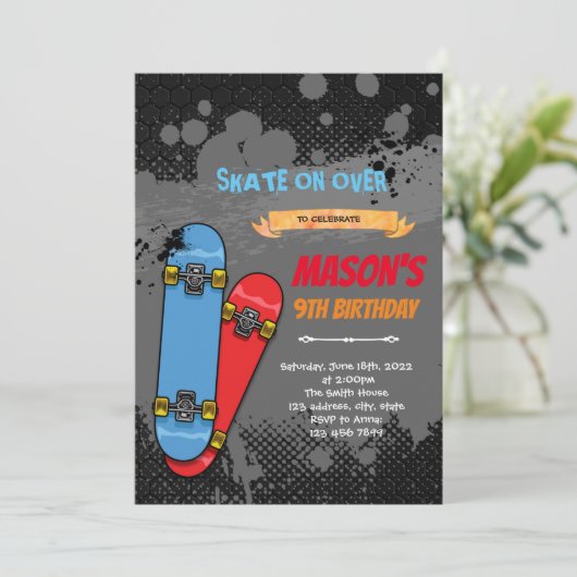 Invitation skateboard (Debout devant)