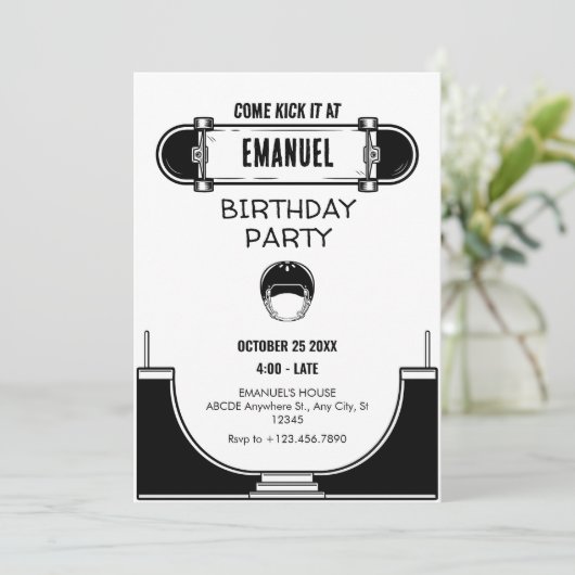 INVITATION SKATEBOARD (Debout devant)