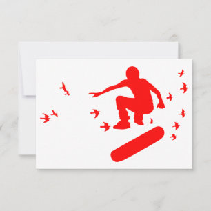 Invitation skateboard avec des oiseaux