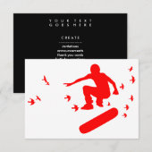 Invitation skateboard avec des oiseaux (Devant / Derrière)