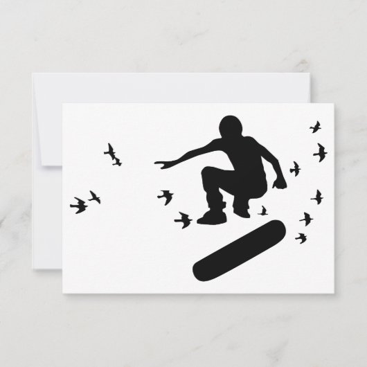 Invitation skateboard avec oiseaux (Devant)