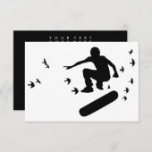 Invitation skateboard avec oiseaux (Devant / Derrière)