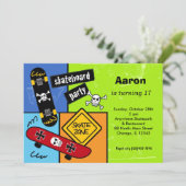 Invitation Skateboard Birthday (Lime) (Debout devant)