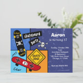 Invitation Skateboard Birthday (Navi Blue) (Debout devant)
