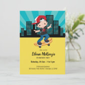 Invitation Skateboard boy - choisissez votre couleur arrière (Debout devant)