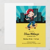 Invitation Skateboard boy - choisissez votre couleur arrière (Devant / Derrière)