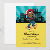 Invitation Skateboard boy - choisissez votre couleur arrière (Devant / Derrière)