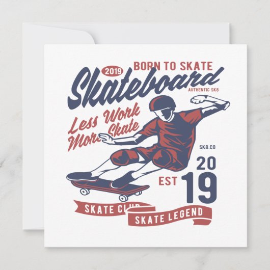 Invitation Skateboard Club Né pour patiner (Devant)