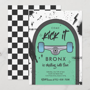 Invitation Skateboard Come Kick It Urban Sport Fête d'anniver