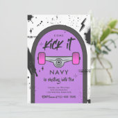 Invitation Skateboard Come Kick It Urban Sport Fête d'anniver (Debout devant)