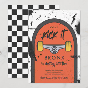 Invitation Skateboard Come Kick It Urban Sport Fête d'anniver