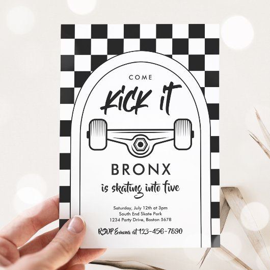 Invitation Skateboard Come Kick It Urban Sport Fête d'anniver