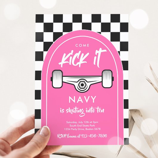 Invitation Skateboard Come Kick It Urban Sport Fête d'anniver