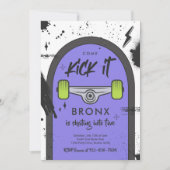 Invitation Skateboard Come Kick It Urban Sport Fête d'anniver (Devant)