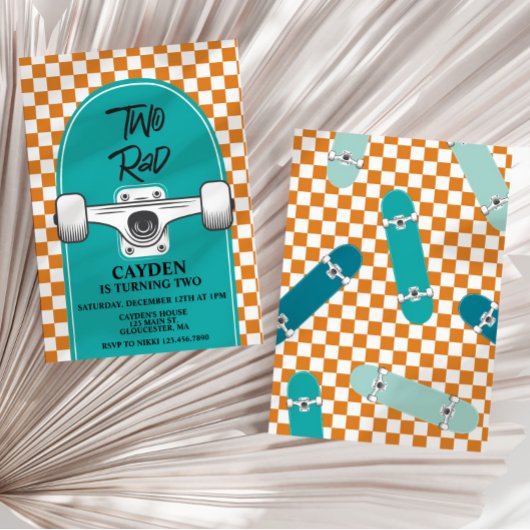 Invitation Skateboard deux rad 2e anniversaire