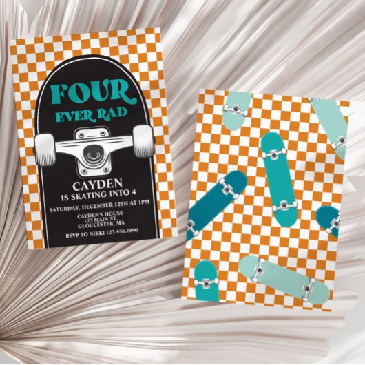 Invitation Skateboard Four Ever Rad 4e anniversaire
