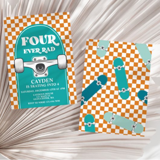 Invitation Skateboard Four Ever Rad 4e anniversaire