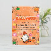 Invitation skateboard Halloween citrouille orange (Debout devant)