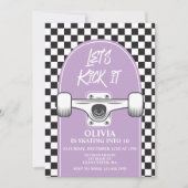 Invitation Skateboard Let's Kick It purpl Anniversday Invitat (Devant)