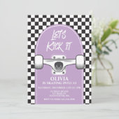 Invitation Skateboard Let's Kick It purpl Anniversday Invitat (Debout devant)