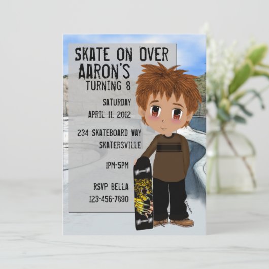 Invitation Skateboard Party (Debout devant)