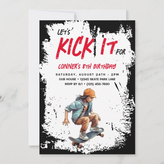 Invitation Skateboard Photo Grunge Skate Boy Anniversday Part (Devant)
