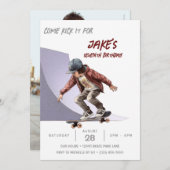 Invitation Skateboard Photo Skate Park Boys fête d'anniversai (Devant / Derrière)
