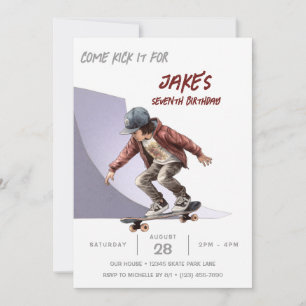 Invitation Skateboard Photo Skate Park Boys fête d'anniversai